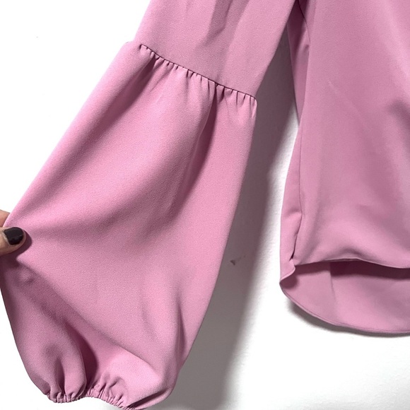 Bar III Pink Wrap Blouse with Bishop Sleeves XS - Picture 7 of 8